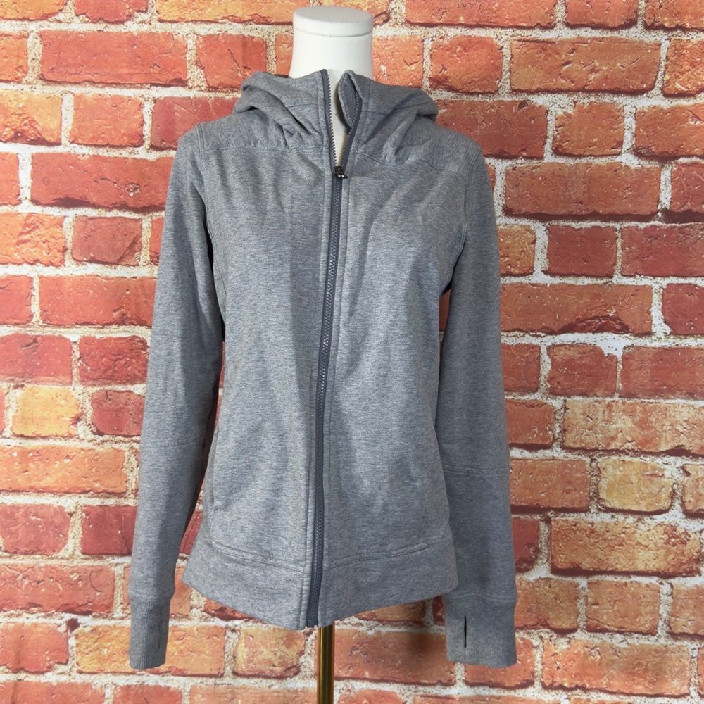 Lululemon Athletica Heather Gray Women's Full Zip Hoodie No Size Tag Thumb Holes